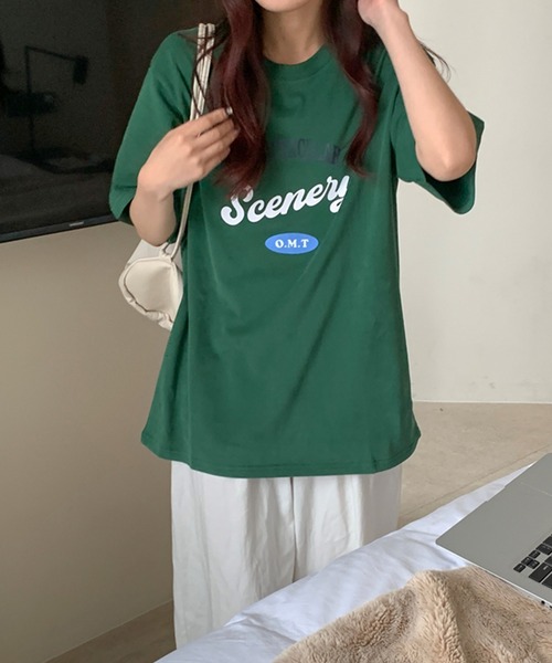 VitaFelice(ヴィータフェリーチェ)の「ストリートロゴ 半袖Tシャツ(Tシャツ/カットソー・レディース・ベージュ/ネイビー/ホワイト/グリーン・FREE)」の12枚目の写真