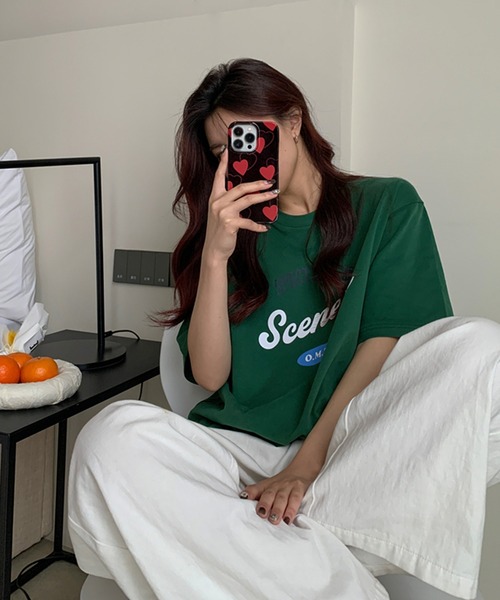 VitaFelice(ヴィータフェリーチェ)の「ストリートロゴ 半袖Tシャツ(Tシャツ/カットソー・レディース・ベージュ/ネイビー/ホワイト/グリーン・FREE)」の15枚目の写真