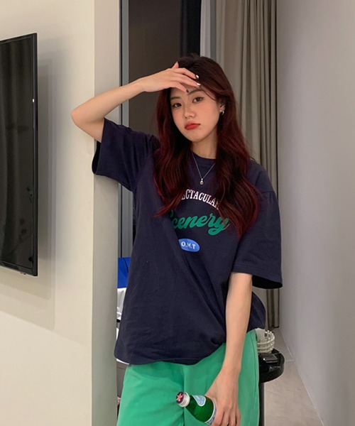 VitaFelice(ヴィータフェリーチェ)の「ストリートロゴ 半袖Tシャツ(Tシャツ/カットソー・レディース・ベージュ/ネイビー/ホワイト/グリーン・FREE)」の19枚目の写真
