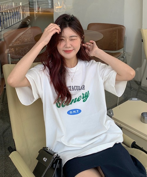 VitaFelice(ヴィータフェリーチェ)の「ストリートロゴ 半袖Tシャツ(Tシャツ/カットソー・レディース・ベージュ/ネイビー/ホワイト/グリーン・FREE)」の20枚目の写真