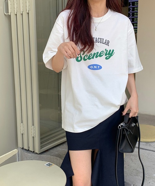 VitaFelice(ヴィータフェリーチェ)の「ストリートロゴ 半袖Tシャツ(Tシャツ/カットソー・レディース・ベージュ/ネイビー/ホワイト/グリーン・FREE)」の21枚目の写真
