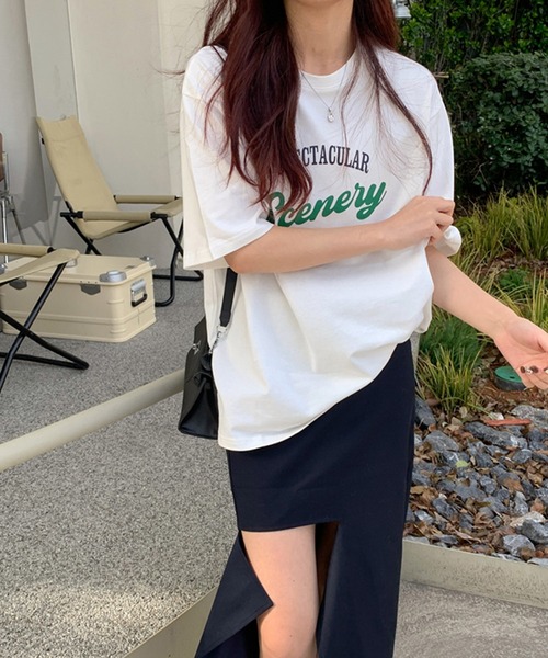 VitaFelice(ヴィータフェリーチェ)の「ストリートロゴ 半袖Tシャツ(Tシャツ/カットソー・レディース・ベージュ/ネイビー/ホワイト/グリーン・FREE)」の22枚目の写真