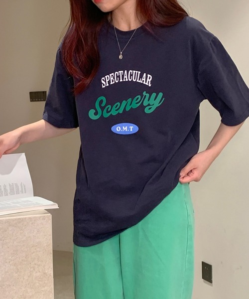 VitaFelice(ヴィータフェリーチェ)の「ストリートロゴ 半袖Tシャツ(Tシャツ/カットソー・レディース・ベージュ/ネイビー/ホワイト/グリーン・FREE)」の9枚目の写真