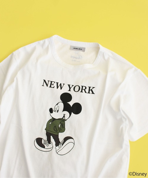 AVIREX（アヴィレックス）の「【直営店限定】AVIREX/MICKEY MOUSE NEWYORK T-SHIRT/ アヴィレックス/ミッキーマウス ニューヨークティーシャツ（Tシャツ/カットソー・レディース・ホワイト/チャコール・F）」の3枚目の写真