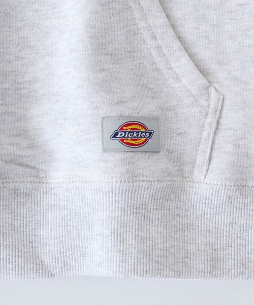 【Dickies】ロゴ プルオーバーパーカー オフホワイト / 送料無料 Dickies/ディッキーズ ロゴワッペン刺繍 オーバーサイズ裏毛プル