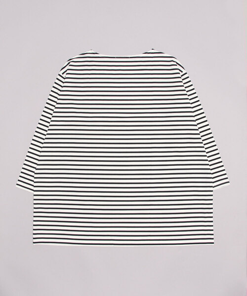 mizuiroind（ミズイロインド）の「ボーダーボートネックワイドチュニック（Tシャツ/カットソー・レディース・ブラック/ネイビー/ブルー・FREE）」の15枚目の写真