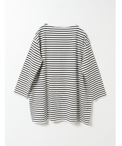 mizuiroind（ミズイロインド）の「ボーダーボートネックワイドチュニック（Tシャツ/カットソー・レディース・ブラック/ネイビー/ブルー・FREE）」の3枚目の写真