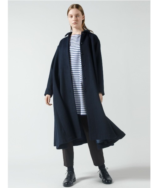 mizuiroind（ミズイロインド）の「ボーダーボートネックワイドチュニック（Tシャツ/カットソー・レディース・ブラック/ネイビー/ブルー・FREE）」の7枚目の写真