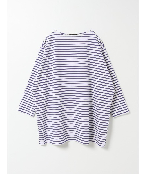 mizuiroind（ミズイロインド）の「ボーダーボートネックワイドチュニック（Tシャツ/カットソー・レディース・ブラック/ネイビー/ブルー・FREE）」の8枚目の写真