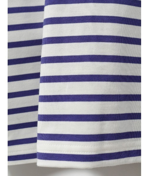 mizuiroind（ミズイロインド）の「ボーダーボートネックワイドチュニック（Tシャツ/カットソー・レディース・ブラック/ネイビー/ブルー・FREE）」の9枚目の写真