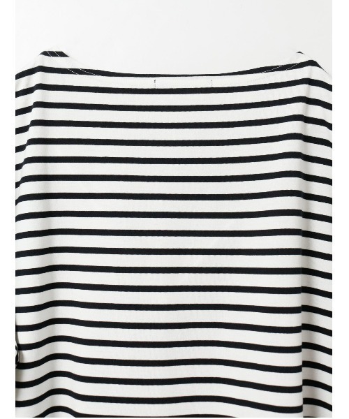 mizuiroind（ミズイロインド）の「ボーダーボートネックワイドチュニック（Tシャツ/カットソー・レディース・ブラック/ネイビー/ブルー・FREE）」の12枚目の写真