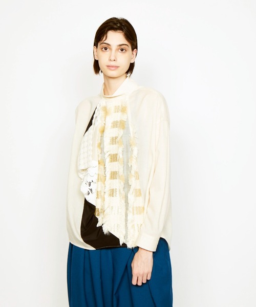 gomme（ゴム）の「ウォームレースミックス　ハイネックブラウス（シャツ/ブラウス・レディース・キナリ/ブラック・MEDIUM）」の2枚目の写真