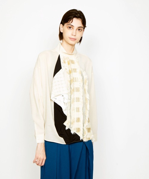 gomme（ゴム）の「ウォームレースミックス　ハイネックブラウス（シャツ/ブラウス・レディース・キナリ/ブラック・MEDIUM）」の8枚目の写真