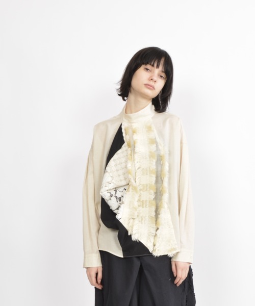 gomme（ゴム）の「ウォームレースミックス　ハイネックブラウス（シャツ/ブラウス・レディース・キナリ/ブラック・MEDIUM）」の5枚目の写真