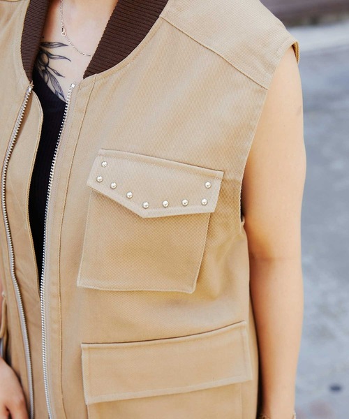 atmos pink（アトモスピンク）の「atmos pink ツイルベスト / アトモスピンク ツイルベスト（ベスト・レディース・ブラック/ベージュ・S/M）」の4枚目の写真