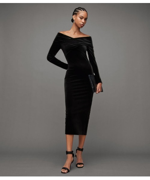 最安価格 ALLSAINTS（オールセインツ）の「DELTA VELVET DRESS | DELTA スーツ・フォーマル・ドレス