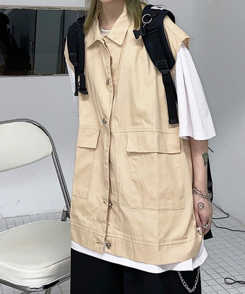 shopnikoniko（ショップニコニコ）の「韓国風ミリタリーベスト（ベスト・レディース・ブラック/ベージュ・フリー）」の7枚目の写真