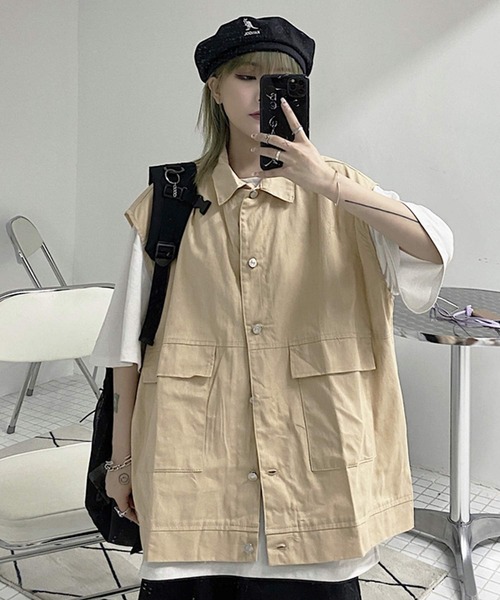 shopnikoniko（ショップニコニコ）の「韓国風ミリタリーベスト（ベスト・レディース・ブラック/ベージュ・フリー）」の10枚目の写真