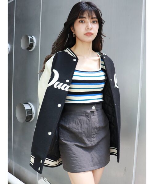 MURUA（ムルーア）の「キルティングミニスカート（スカート・レディース・ダークグレー/カーキ・1/2）」の4枚目の写真