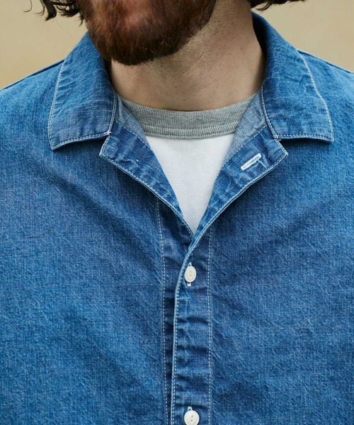 NANO universe(ナノユニバース)の「LB.02/ブリーチデニムロングスリーブワークシャツ(シャツ/ブラウス・メンズ・ブルー・S)」の12枚目の写真