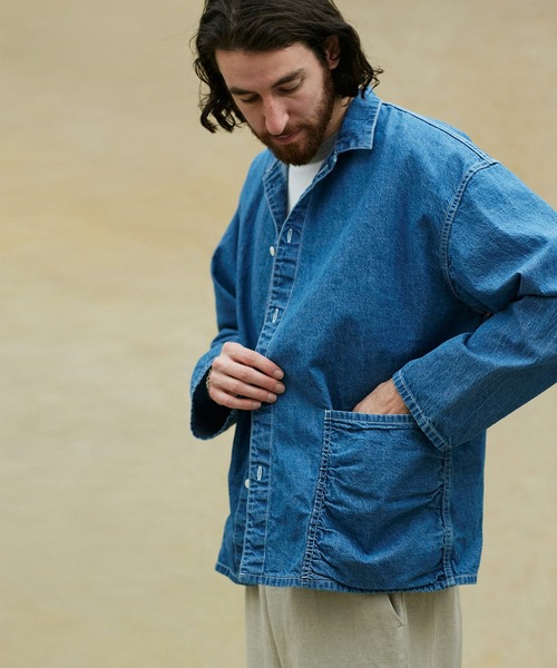 NANO universe(ナノユニバース)の「LB.02/ブリーチデニムロングスリーブワークシャツ(シャツ/ブラウス・メンズ・ブルー・S)」の4枚目の写真