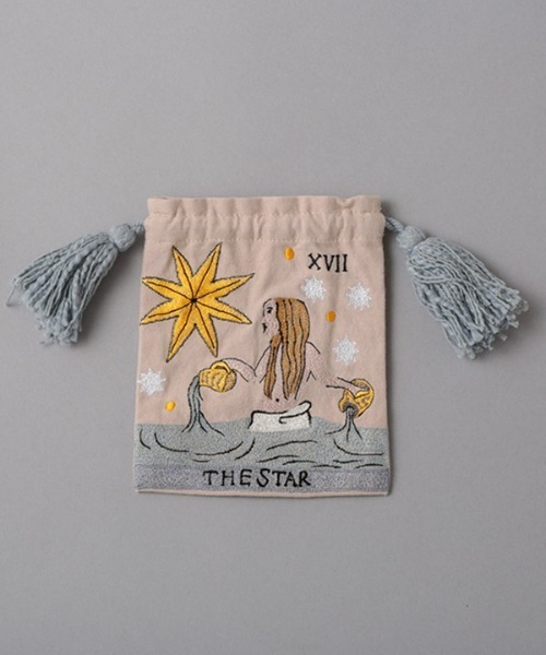 MILLION CARATS（ミリオンカラッツ）の「揃えて持ちたくなるミステリアスな雰囲気を演出するタロットカードデザインの刺繍巾着ポーチ（ポーチ・レディース・グリーン/パープル/グレー・FREE）」の7枚目の写真