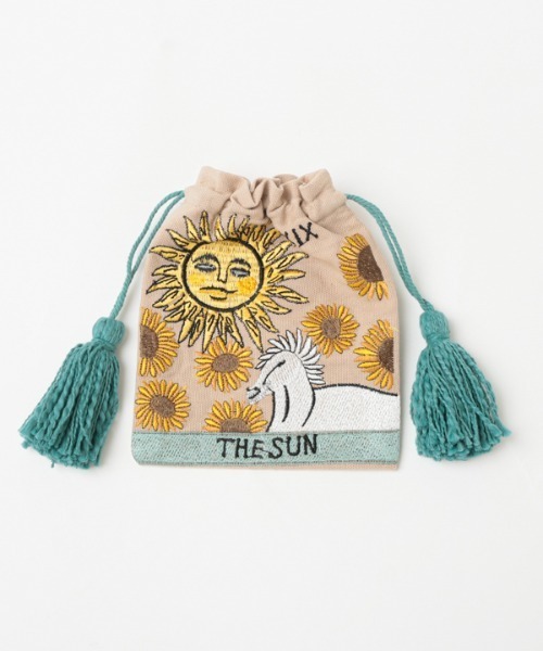 MILLION CARATS（ミリオンカラッツ）の「揃えて持ちたくなるミステリアスな雰囲気を演出するタロットカードデザインの刺繍巾着ポーチ（ポーチ・レディース・グリーン/パープル/グレー・FREE）」の13枚目の写真