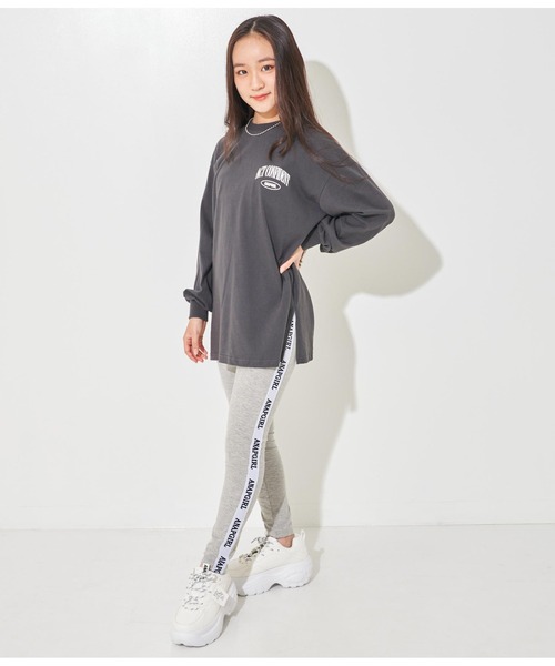 ANAP GｉRL（アナップガール）の「サイドラインレギンス（レギンス/スパッツ・キッズ・ブラック/ライトグレー・XS/S/M）」の10枚目の写真