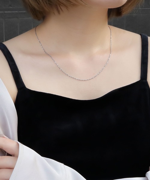 blackdia ocean（ブラックダイヤオーシャン）の「blackdia ocean グリッターチェーンネックレス幅1mm（ネックレス・レディース・シルバー/ゴールド/ピンクゴールド・FREE/40cm）」の4枚目の写真