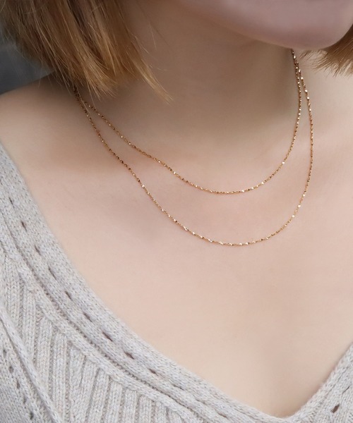 blackdia ocean（ブラックダイヤオーシャン）の「blackdia ocean グリッターチェーンネックレス幅1mm（ネックレス・レディース・シルバー/ゴールド/ピンクゴールド・FREE/40cm）」の7枚目の写真