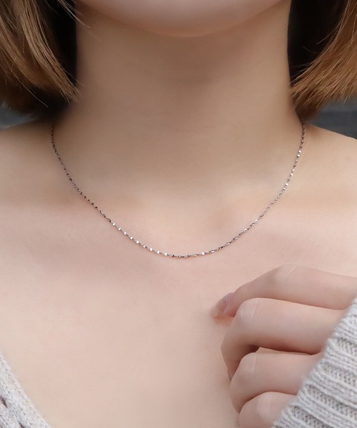 blackdia ocean（ブラックダイヤオーシャン）の「blackdia ocean グリッターチェーンネックレス幅1mm（ネックレス・レディース・シルバー/ゴールド/ピンクゴールド・FREE/40cm）」の5枚目の写真