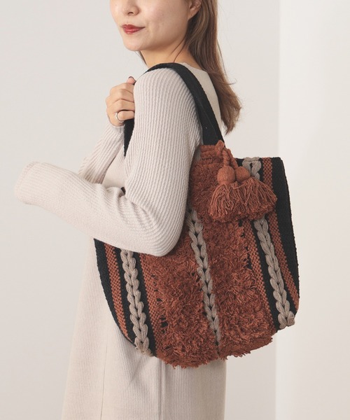 Lilas Campbell(リラキャンベル)の「Lilas Campbell / 別注 ミックスボア トートバッグ(トートバッグ・レディース・オレンジ/ブルー・ONE SIZE)」の2枚目の写真