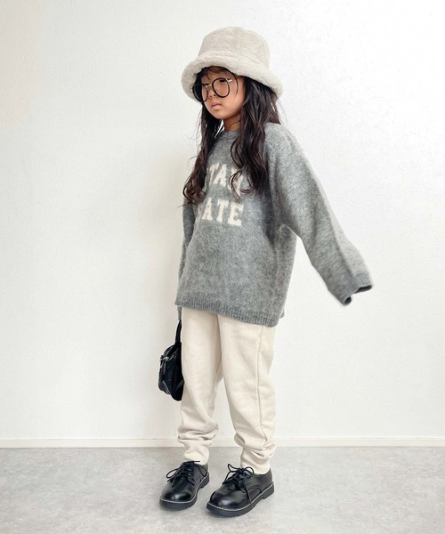 CIAOPANIC TYPY（チャオパニックティピー）の「【KIDS】ダブルジャガードロゴシャギーニットクルーネック（ニット/セーター・キッズ・グレー/ブルー・S/M/L/XL/XXL）」の12枚目の写真