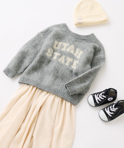 CIAOPANIC TYPY（チャオパニックティピー）の「【KIDS】ダブルジャガードロゴシャギーニットクルーネック（ニット/セーター・キッズ・グレー/ブルー・S/M/L/XL/XXL）」の14枚目の写真