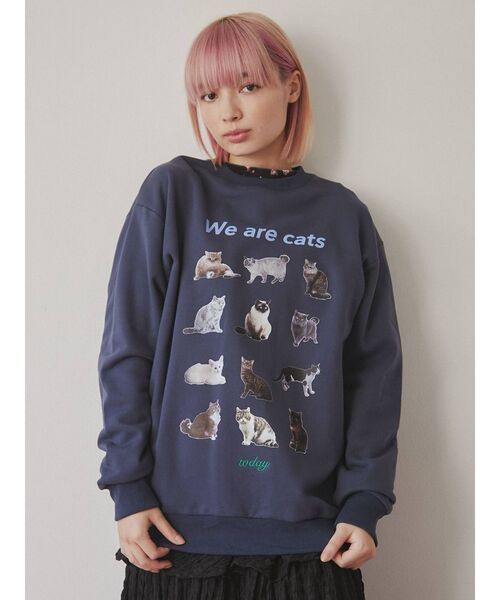 merry jenny（メリージェニー）の「We are CAT スウェット（スウェット・レディース・ネイビー/ライトグレー/オフホワイト・FREE）」の3枚目の写真
