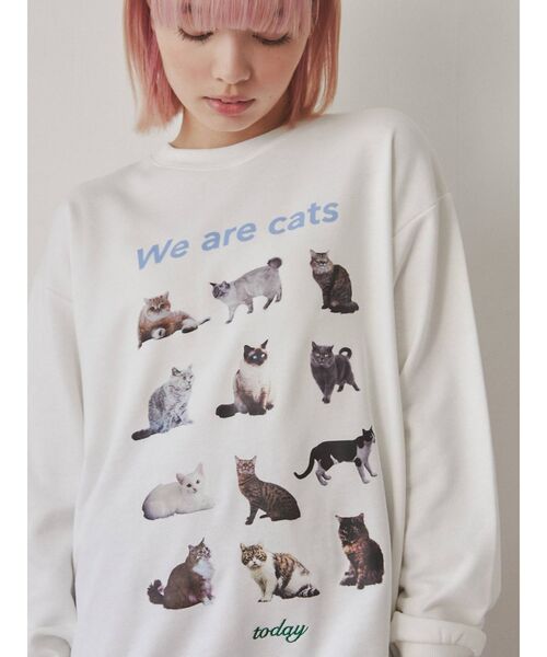 merry jenny（メリージェニー）の「We are CAT スウェット（スウェット・レディース・ネイビー/ライトグレー/オフホワイト・FREE）」の15枚目の写真