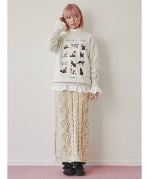 merry jenny（メリージェニー）の「We are CAT スウェット（スウェット・レディース・ネイビー/ライトグレー/オフホワイト・FREE）」の17枚目の写真