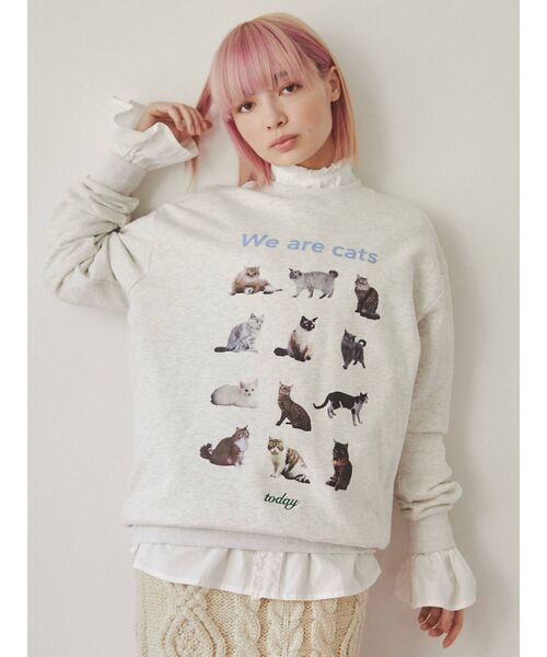 merry jenny（メリージェニー）の「We are CAT スウェット（スウェット・レディース・ネイビー/ライトグレー/オフホワイト・FREE）」の21枚目の写真
