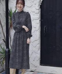 N.（N. Natural Beauty Basic） | ◆ドットフリルスタンドネックナローワンピース(ワンピース)