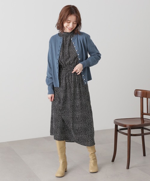 N.（N. Natural Beauty Basic）（エヌエヌナチュラルビューティーベーシック）の「◆ドットフリルスタンドネックナローワンピース（ワンピース・レディース・ブルー系その他/ブラック系その他・MEDIUM）」の20枚目の写真
