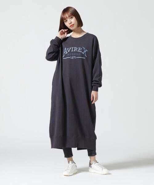 Russell Athletic(ラッセルアスレティック)の「【RUSSELL ATHLETIC × AVIREX】SWEAT ONEPIECE/ スウェットワンピース(ワンピース・レディース・ダークグリーン系/ブラック・F)」の18枚目の写真