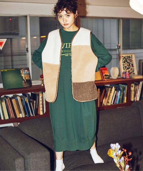 Russell Athletic(ラッセルアスレティック)の「【RUSSELL ATHLETIC × AVIREX】SWEAT ONEPIECE/ スウェットワンピース(ワンピース・レディース・ダークグリーン系/ブラック・F)」の12枚目の写真