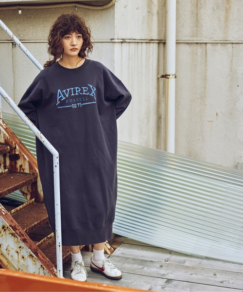 Russell Athletic(ラッセルアスレティック)の「【RUSSELL ATHLETIC × AVIREX】SWEAT ONEPIECE/ スウェットワンピース(ワンピース・レディース・ダークグリーン系/ブラック・F)」の10枚目の写真