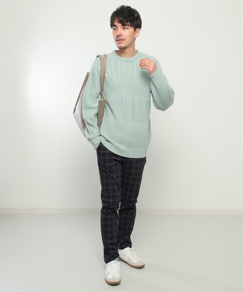 【洗濯機で洗える】ミックスジャガードニット