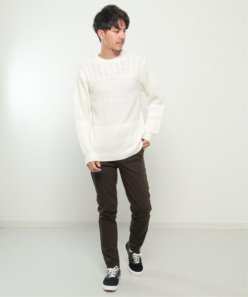 【洗濯機で洗える】ミックスジャガードニット