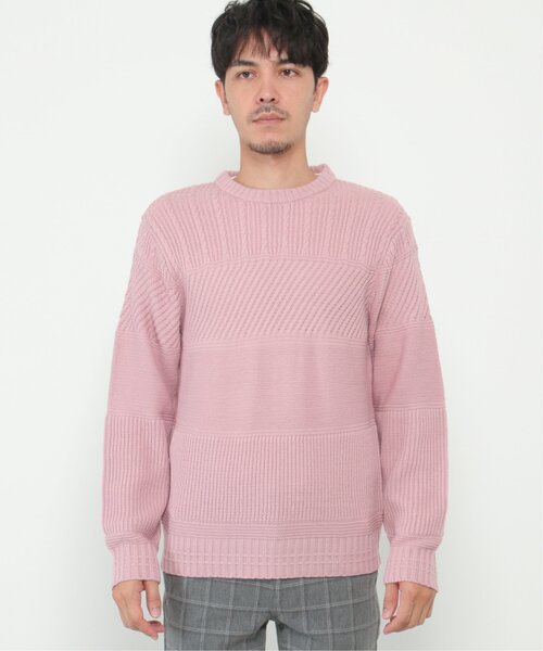 【洗濯機で洗える】ミックスジャガードニット