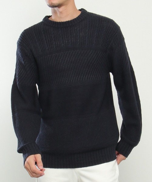 【洗濯機で洗える】ミックスジャガードニット