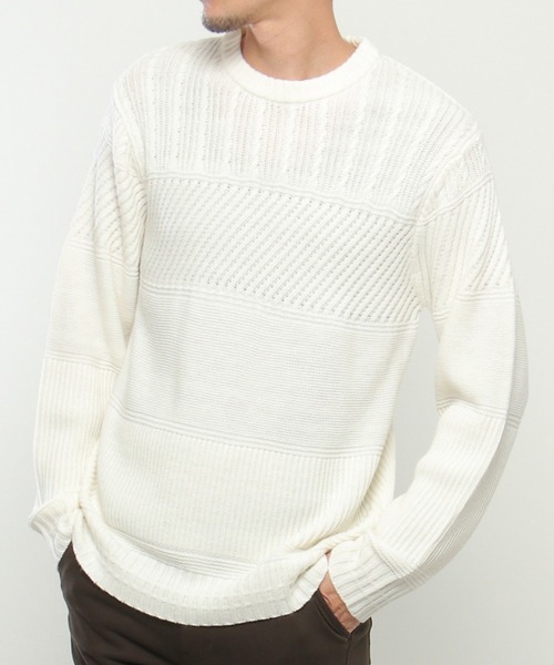 【洗濯機で洗える】ミックスジャガードニット