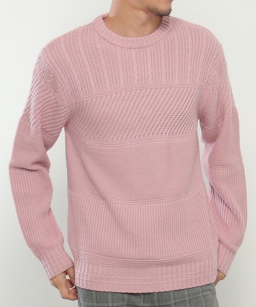 【洗濯機で洗える】ミックスジャガードニット