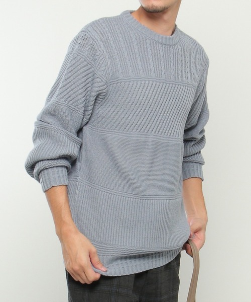 【洗濯機で洗える】ミックスジャガードニット